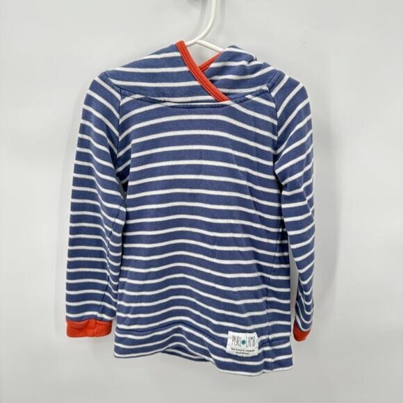 PURL LAMB Blue Striped with Orange Hooded Sweatshirt / 4T - Picture 1 of 8